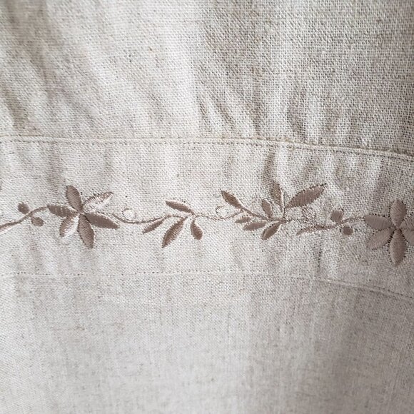 Talbots Woman Size 6 Vintage Linen Blend Maxi dress Floral embroidery Back Slit - Picture 2 of 9